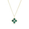 Thumbnail Image 1 of Sterling Silver Yellow Gold Plated Flower Malachite & Cubic Zirconia Pendant Curb Chain Necklace 18"