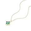 Thumbnail Image 2 of Sterling Silver Yellow Gold Plated Flower Malachite & Cubic Zirconia Pendant Curb Chain Necklace 18"
