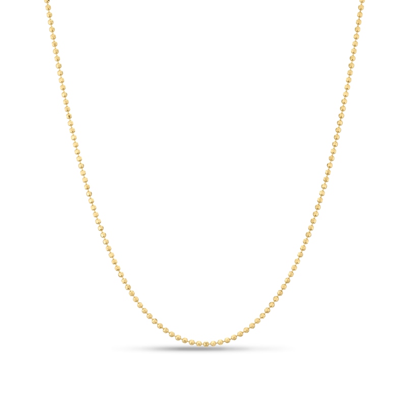 Main Image 1 of Sterling Silver Yellow Gold Plated Diamond Cut Ball Chain Necklace 18 + 2"