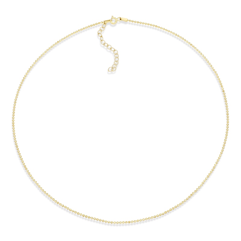 Main Image 2 of Sterling Silver Yellow Gold Plated Diamond Cut Ball Chain Necklace 18 + 2"