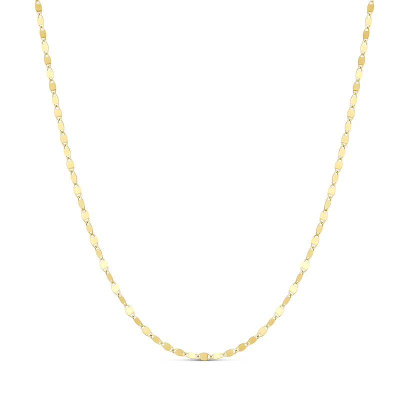 Main Image 1 of Sterling Silver Yellow Gold Plated Flat Mirror Link Chain Necklace 18"