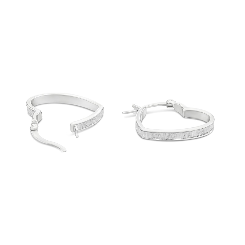 Main Image 2 of Sterling Silver Stardust Heart Hoop Earrings