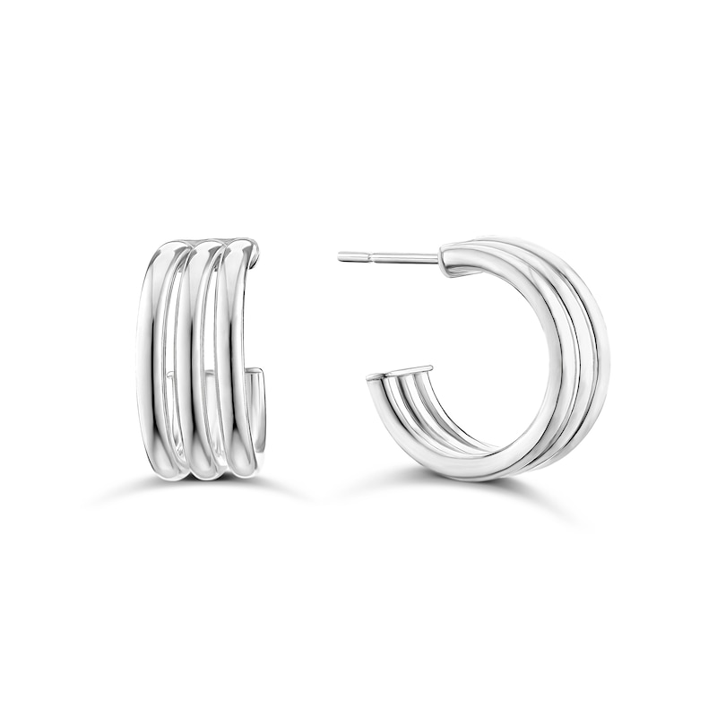 Main Image 1 of Sterling Silver Triple Wrap Open Hoop Earrings