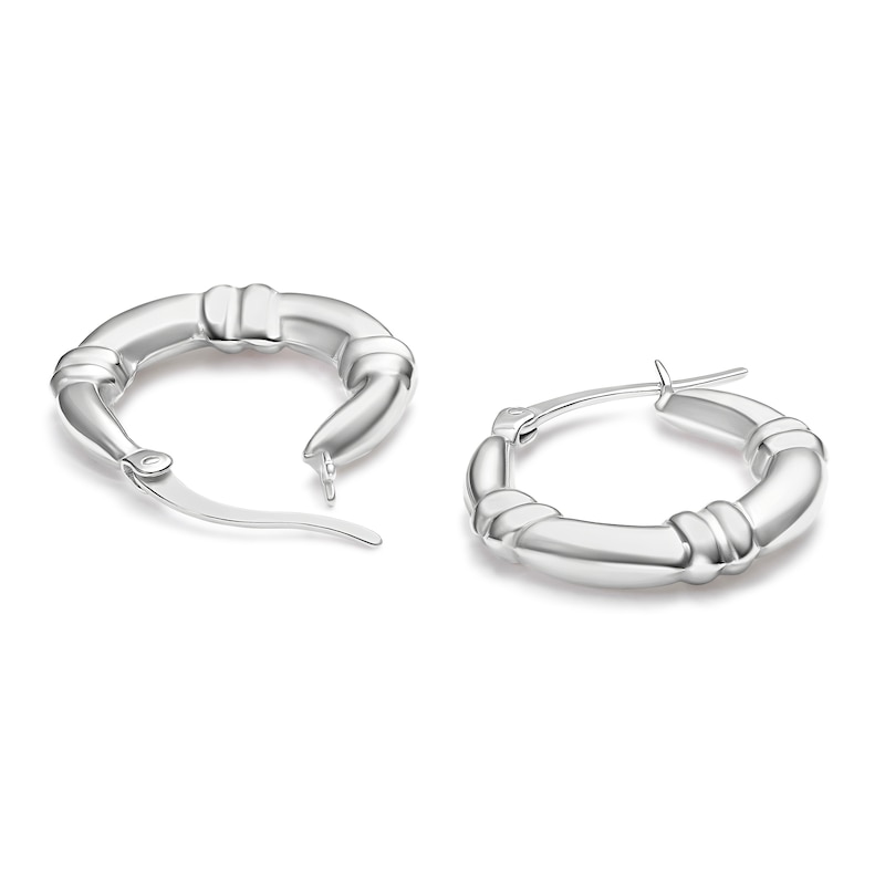 Main Image 2 of Sterling Silver Polish & Rope Twist Hoop Earrings