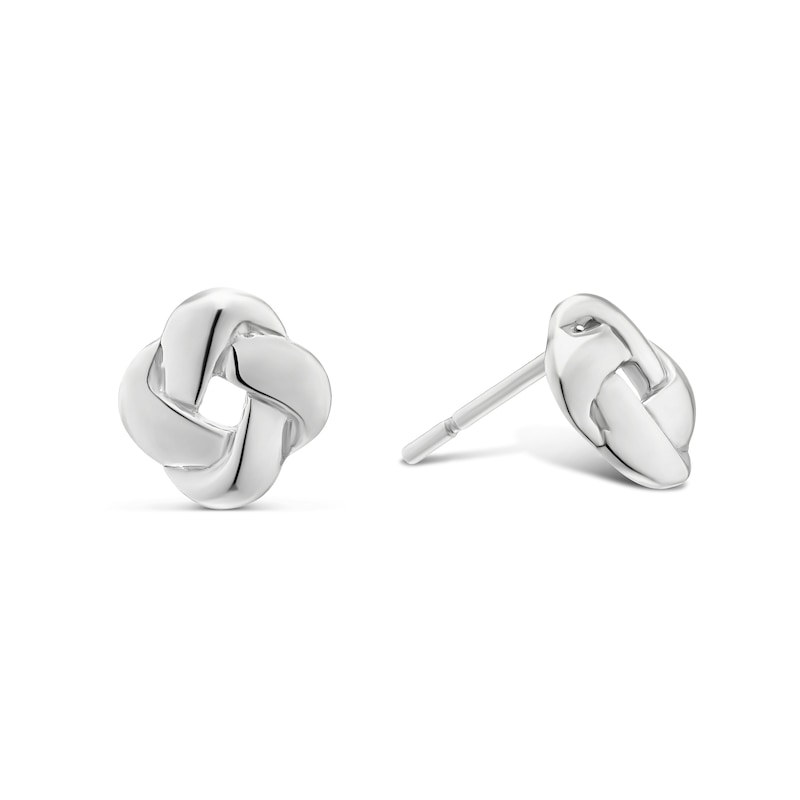 Main Image 1 of Sterling Silver Flat Polished Knot Stud Earrings