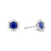 Thumbnail Image 1 of Sterling Silver Blue Synthetic Spinel & White Cubic Zirconia Flower Stud Earrings