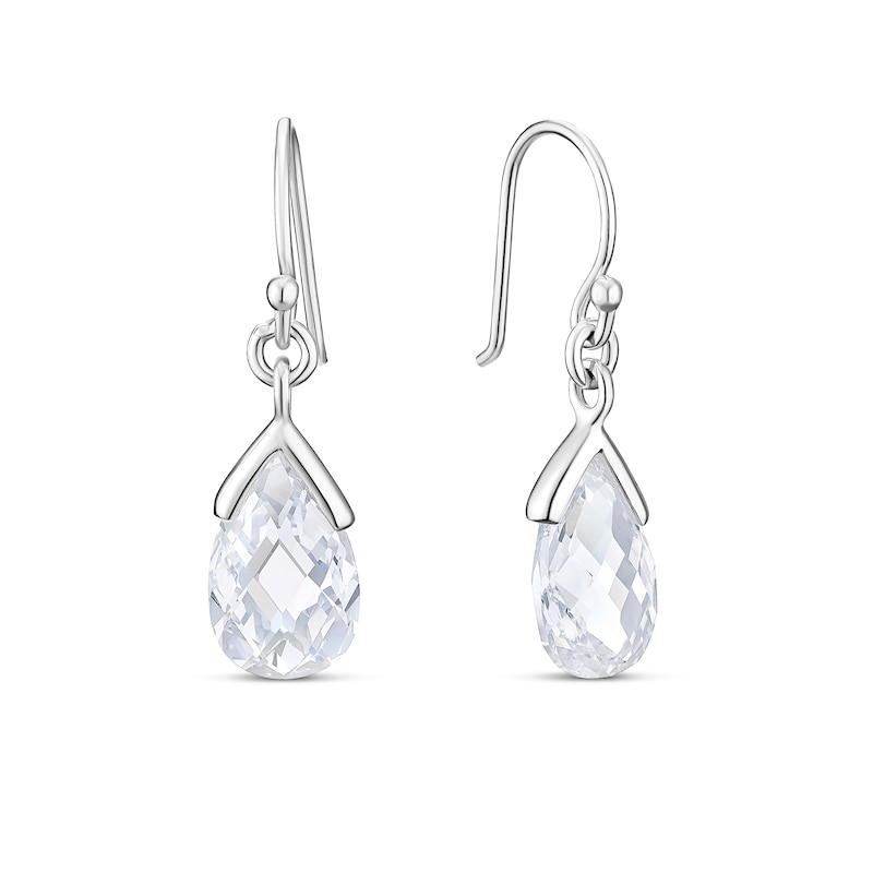 Main Image 1 of Sterling Silver Cubic Zirconia Teardrop Drop Earrings