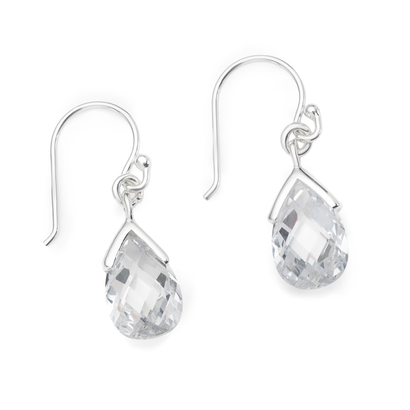 Main Image 2 of Sterling Silver Cubic Zirconia Teardrop Drop Earrings