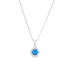 Thumbnail Image 1 of Sterling Silver Blue & White Cubic Zirconia Flower Pendant on Curb Chain 18"