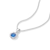 Thumbnail Image 2 of Sterling Silver Blue & White Cubic Zirconia Flower Pendant on Curb Chain 18"