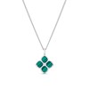 Thumbnail Image 1 of Sterling Silver Cubic Zirconia & Malachite Flower Pendant on Curb Chain 18"