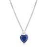 Thumbnail Image 1 of Sterling Silver Heart Shape Synthetic Blue Spinel & White Cubic Zirconia Pendant on Curb Chain 18"