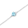 Thumbnail Image 2 of Sterling Silver Light Blue Cubic Zirconia Heart Charm Bracelet 6.3+1"