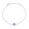 Thumbnail Image 1 of Sterling Silver Heart Shape Purple Cubic Zirconia & White Cubic Zirconia Bracelet 16+3cm