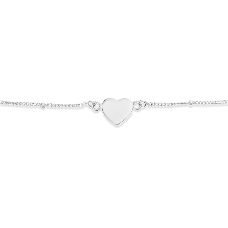 Main Image 2 of Sterling Silver Heart Ball Station Bracelet Adjustable 7+1.5"