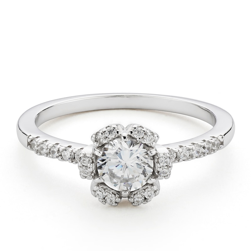 Main Image 1 of Sterling Silver Cubic Zirconia Flower Petal Ring