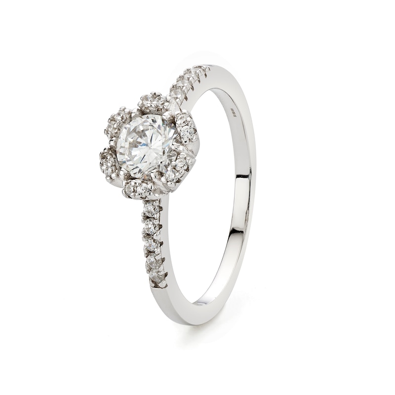 Main Image 2 of Sterling Silver Cubic Zirconia Flower Petal Ring