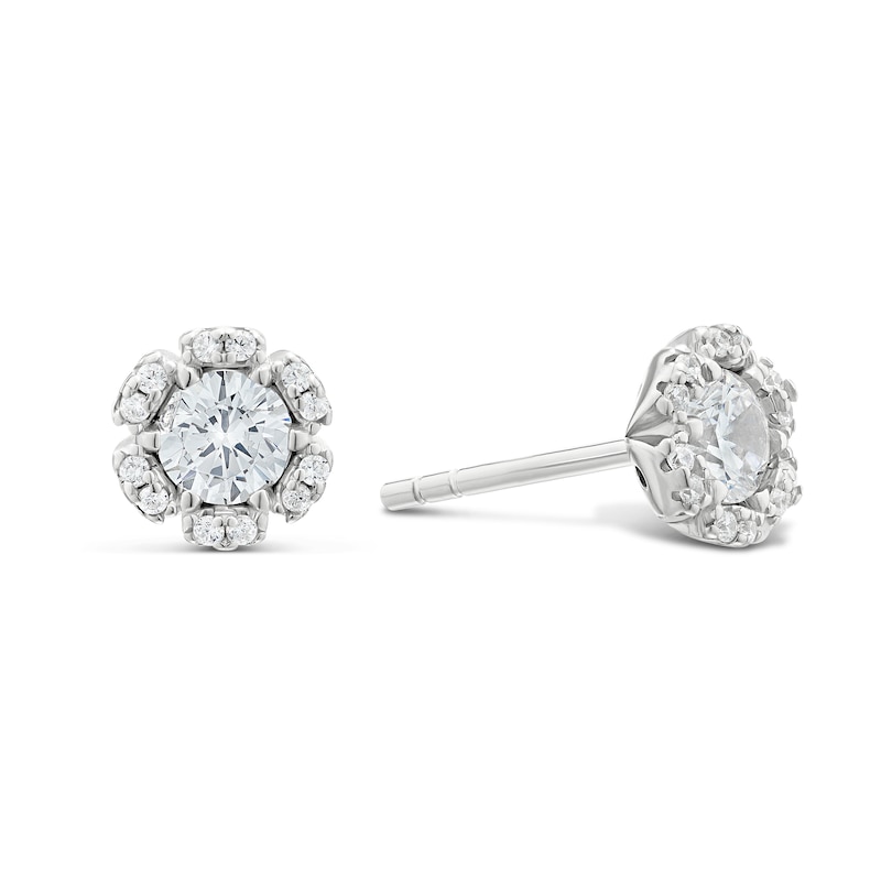 Main Image 1 of Sterling Silver Cubic Zirconia Flower Stud Earrings