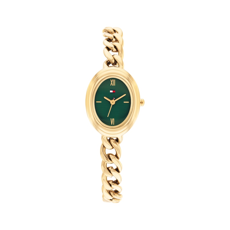 Main Image 1 of Tommy Hilfiger Demi Oval Women's Green Dial & Gold IP Stainless Steel Bracelet Watch
