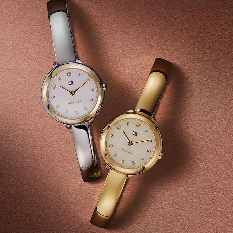 Main Image 4 of Tommy Hilfiger Women's Golden Dial Gold Tone Ion Plated Demi Bangle Bracelet Watch