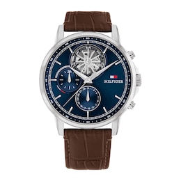 Tommy Hilfiger Men's Blue Dial & Brown Leather Strap Watch