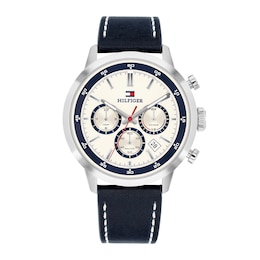 Tommy Hilfiger Kent Men's Cream Dial & Blue Leather Strap Watch
