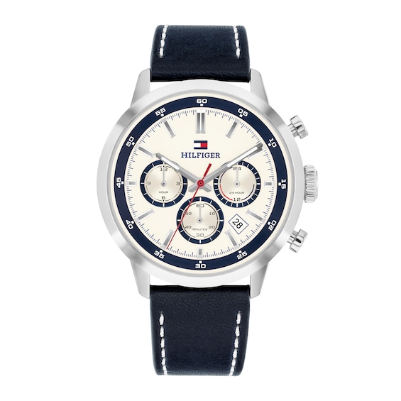 Tommy Hilfiger Men's Cream Dial & Blue Leather Strap Watch