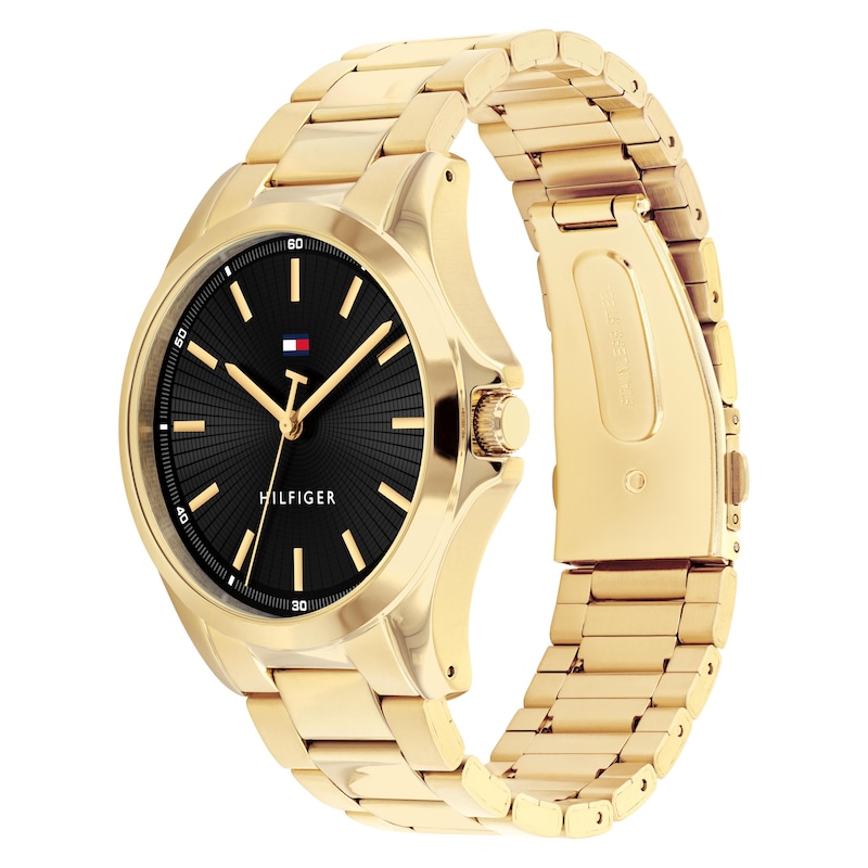 Main Image 2 of Tommy Hilfiger Men's Black Dial Gold Tone Ion Plated Bracelet Watch