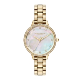 Olivia Burton Captivate Women's Pearlized Dial & Gold IP Stainless Steel Bracelet Watch