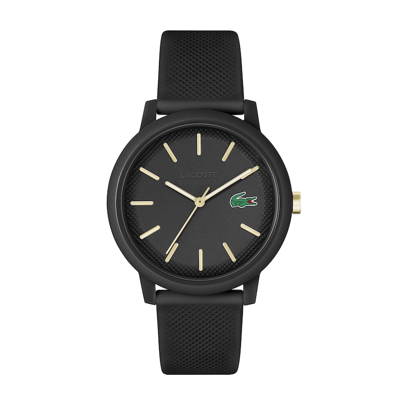 Main Image 1 of Lacoste Men's 12.12 Black Dial Black Silicone Strap Watch