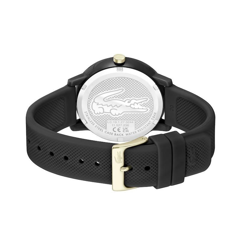 Main Image 2 of Lacoste Men's 12.12 Black Dial Black Silicone Strap Watch