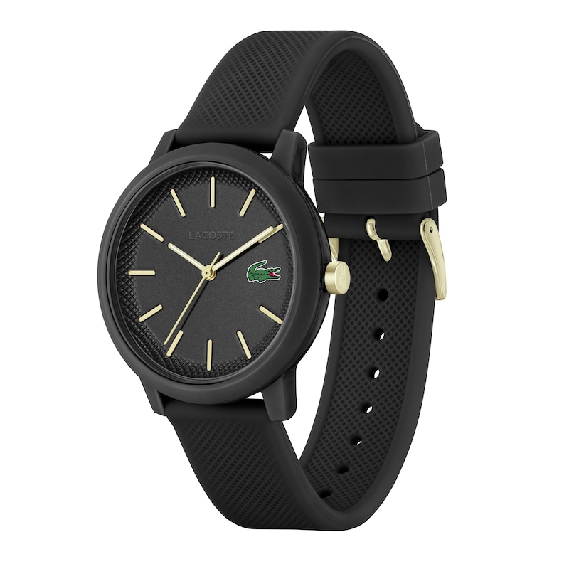 Main Image 3 of Lacoste Men's 12.12 Black Dial Black Silicone Strap Watch