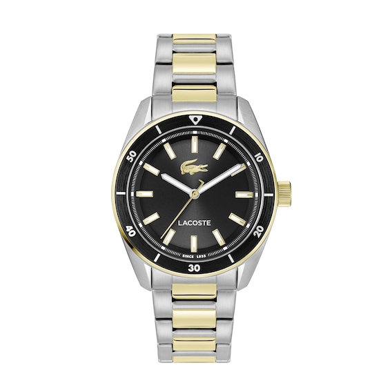 Lacoste Men's Boston Black Dial Two-Tone Stainless Steel Bracelet Watch