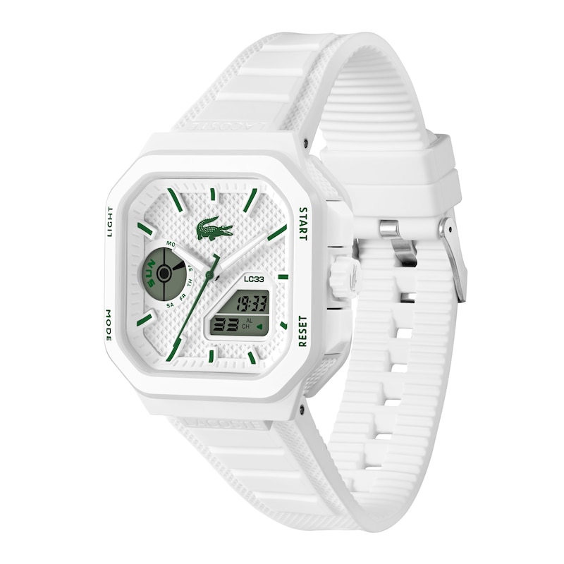 Main Image 2 of Lacoste LC33 Men's White Octagonal Dial & White Silicone Strap Watch