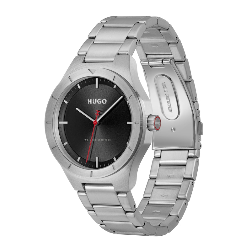 Main Image 3 of HUGO #LIT Men's Black Dial & Stainless Steel Bracelet Watch