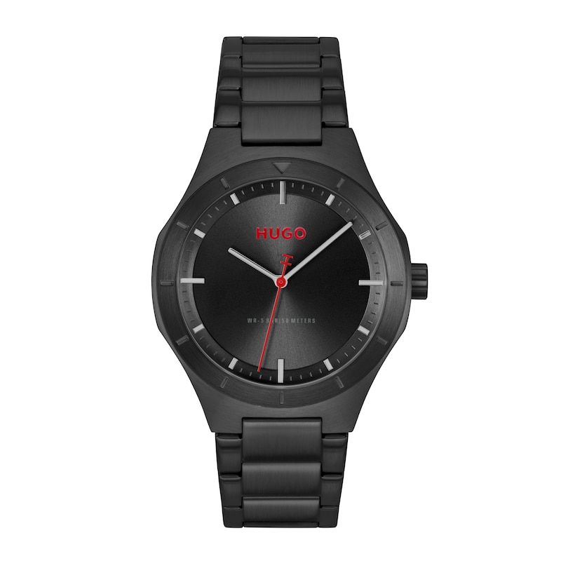 Main Image 1 of HUGO #LIT Men's Black Dial & Black IP Stainless Steel Bracelet Watch