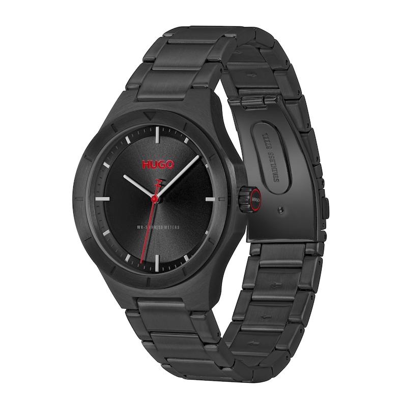 Main Image 3 of HUGO #LIT Men's Black Dial & Black IP Stainless Steel Bracelet Watch