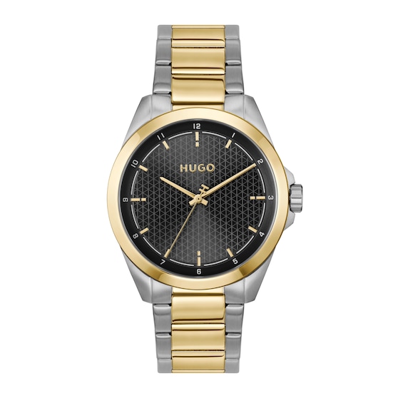HUGO #SEAM Men's Black Dial & IP Stainless Steel Bracelet Watch