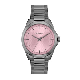 HUGO #SEAM Men's Pink Dial & IP Stainless Steel Bracelet Watch