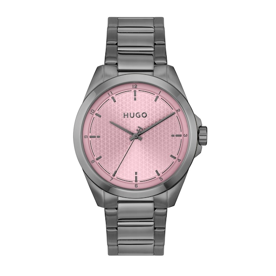 HUGO #SEAM Men's Pink Dial & IP Stainless Steel Bracelet Watch