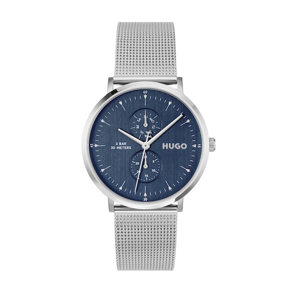 Hugo Men's Silver Gents #Style Stainless Steel Mesh Watch, Sports Direct - Image 6
