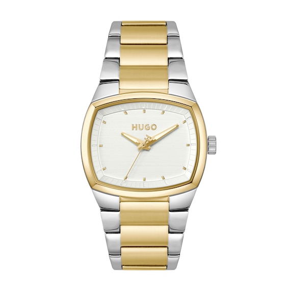 HUGO #TELLY Men's Silver-Tone Dial & IP Stainless Steel Bracelet Watch