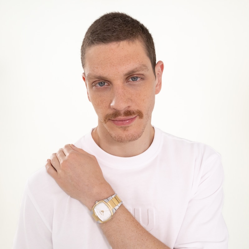 Main Image 4 of HUGO #TELLY Men's Silver-Tone Dial & IP Stainless Steel Bracelet Watch