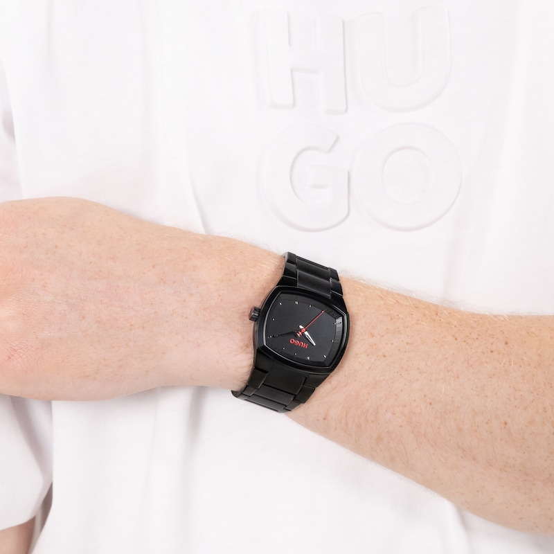 Main Image 5 of HUGO #TELLY Men's Black Dial & Black IP Stainless Steel Bracelet Watch