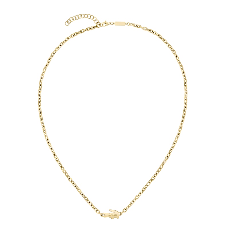 Main Image 2 of Lacoste Arthor Men's Gold IP Link Necklace with Green Crystal Crocodile