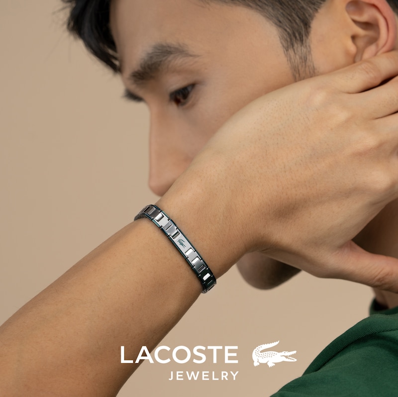 Main Image 4 of Lacoste Metropole Green Enamel & Stainless Steel Link Bracelet