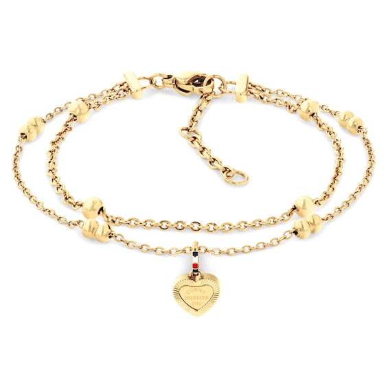 Tommy Hilfiger Gold-Plated Heart Charm Layered Bracelet