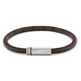 Tommy Hilfiger Men's Brown Leather Multi-Cord Bracelet
