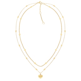 Tommy Hilfiger Gold-Plated Heart Charm Layered Necklace