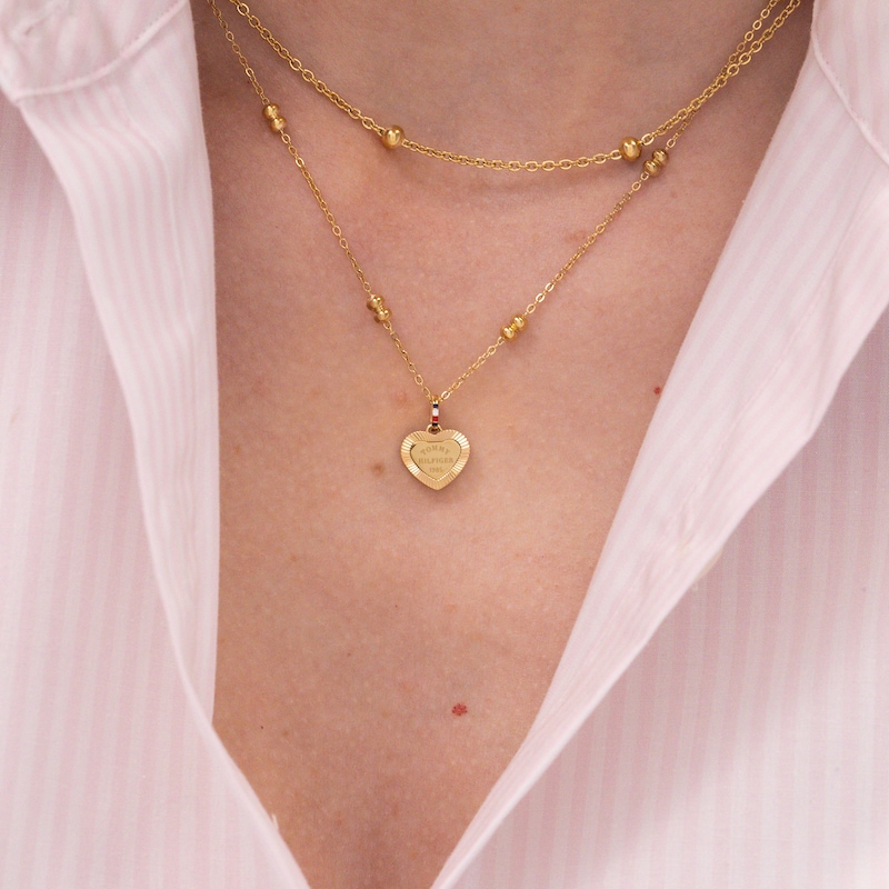 Main Image 4 of Tommy Hilfiger Gold-Plated Heart Charm Layered Necklace
